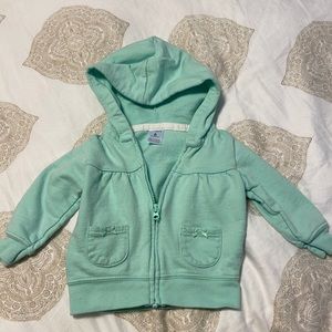 Lightweight zip hoodie in light green 6 month